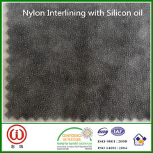 Best quality glue charcoal nylon interlining with silicon oil for soft PVC